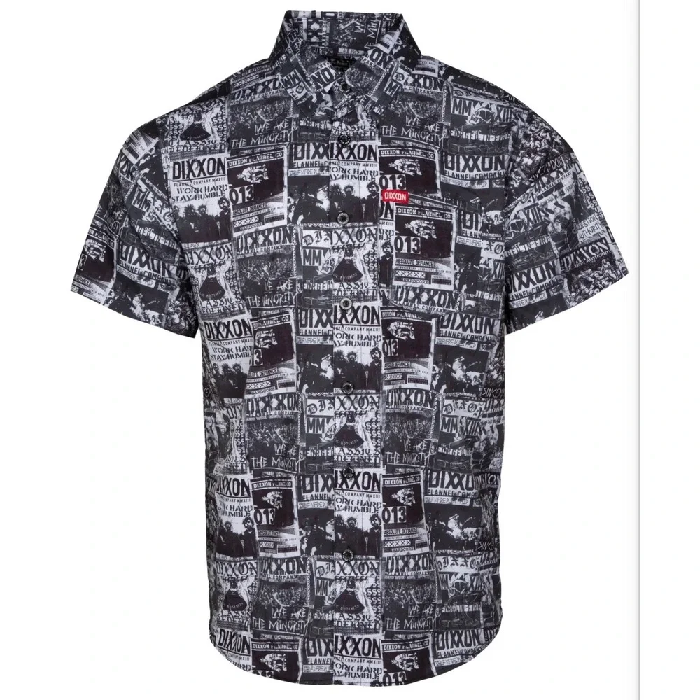 Dixxon Flannel Co The Venue Party Shirt Mens Small Black White Collage Graphic S